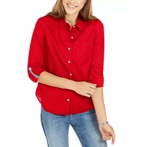 Tommy Hilfiger Button Up Red cotton shirt